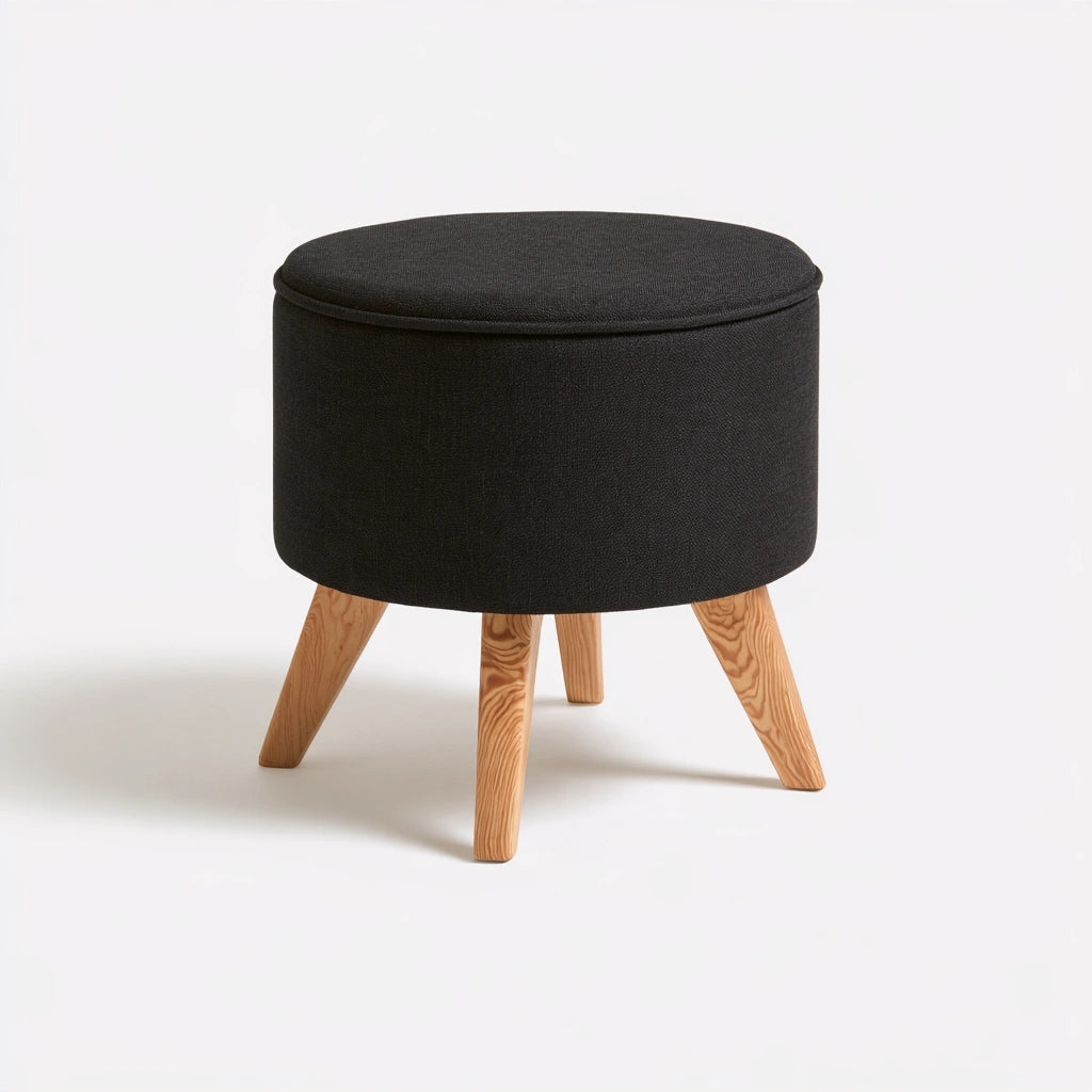 Gepolsterter Hocker mit Stauraum, mit Stoffbezug, Farbe: schwarz