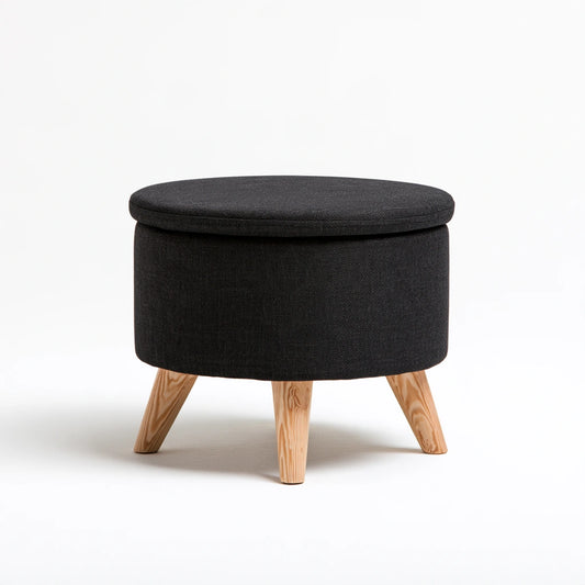 Gepolsterter Hocker mit Stauraum, mit Stoffbezug, Farbe: schwarz