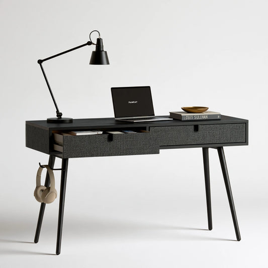Moderner Schreibtisch, aus Holz, Farbe: schwarz